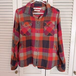 Woolrich Oxbow Bend Cotton Flannel Plaid Shirt/Jacket Long Sleeve Button Sz M